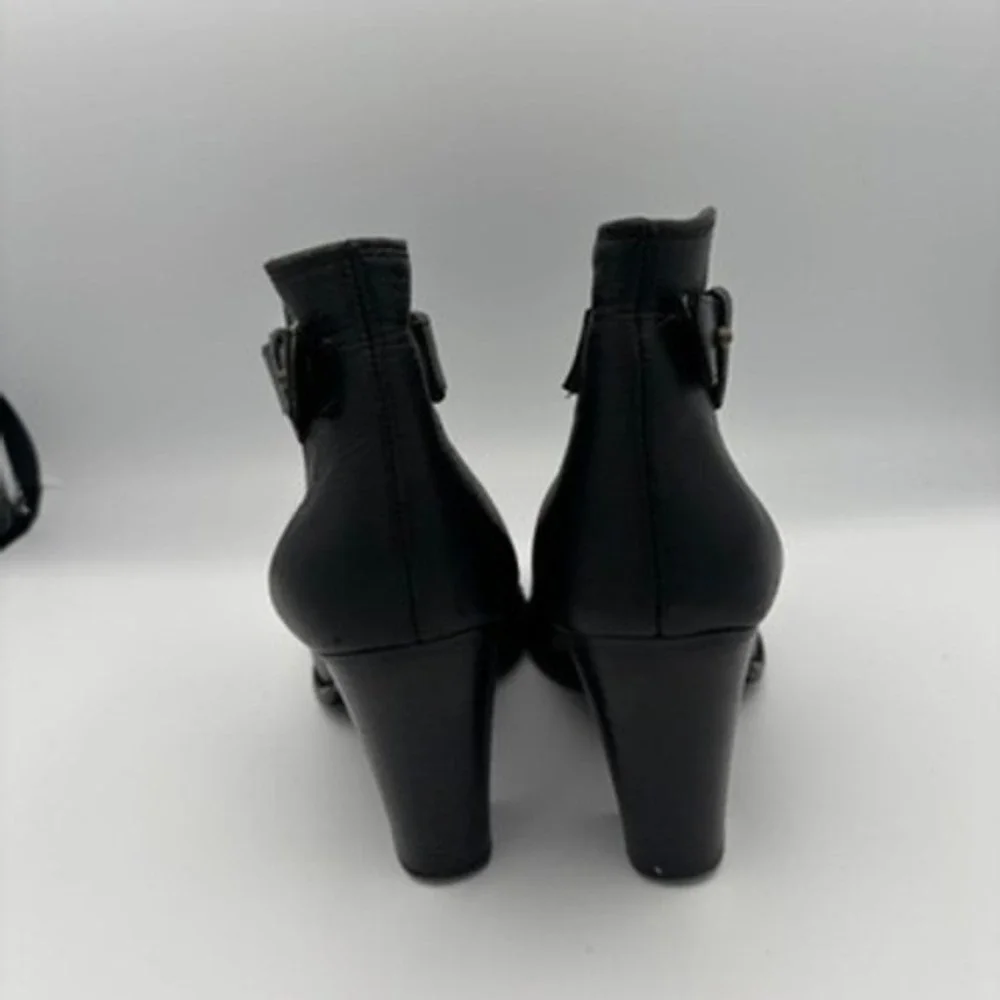 Madewell Ankle Boots Women Sz 8 Black Leather Buckle Heel Booties 07952 - Picture 5 of 10